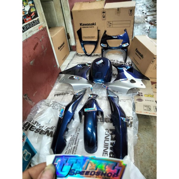 BODY FULL SET FAIRING BARONG TANGKI NINJA RR OLD ZX CBU BIRU NAVY ORIIGINAL KAWASAKI