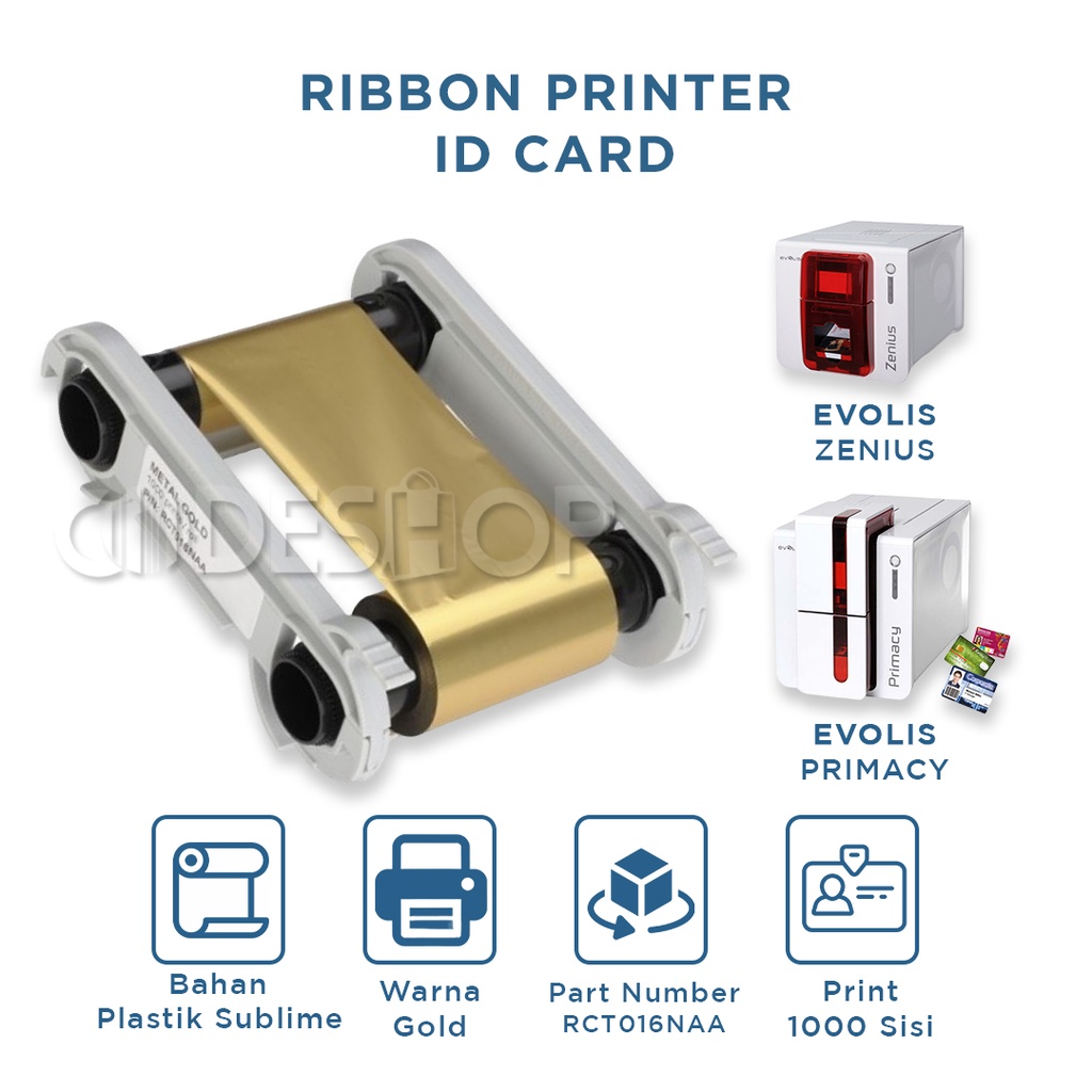 Ribbon Printer ID Card Evolis Zenius Metallic Gold PN: RCT016NAA