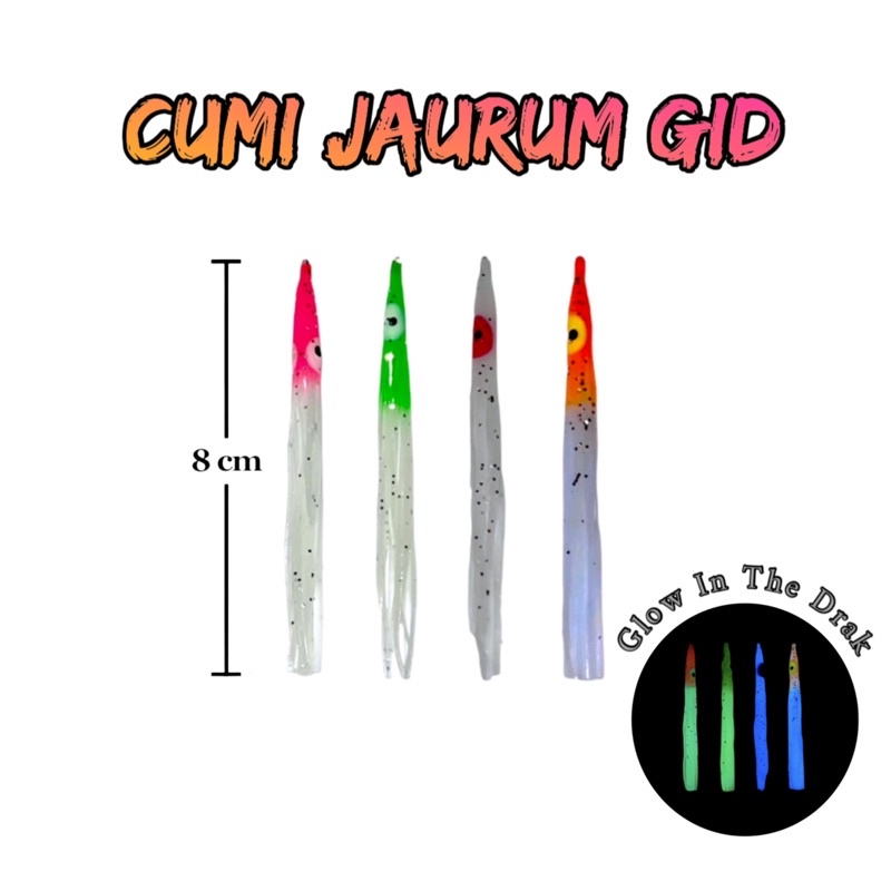 Cumi Jarum Gid Octopus Skirt Karet Fosfor Assist Hook 8cm 1pcs