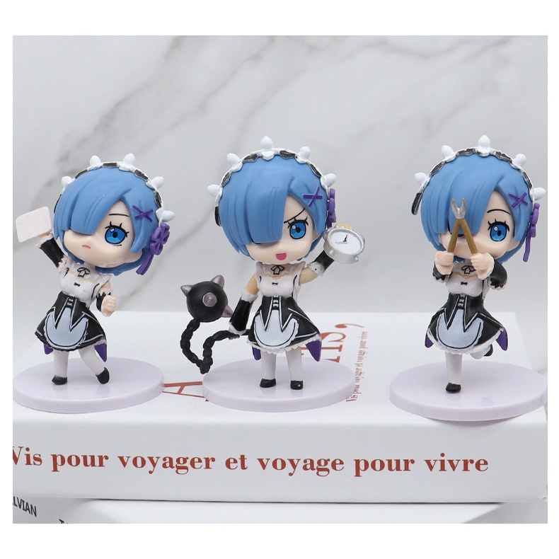 Mainan Action Figure Anime Q posket Rem Emily Apron Maid happy Hardworking Bahan PVC Untuk Koleksi