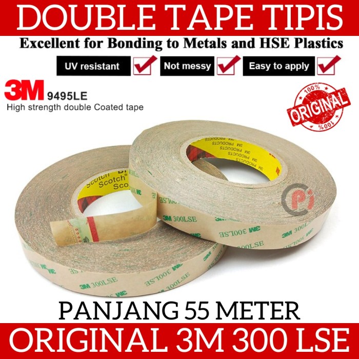 Original 3M 300LSE Double Tape Tipis Kuat Double Coated Panjang 55M