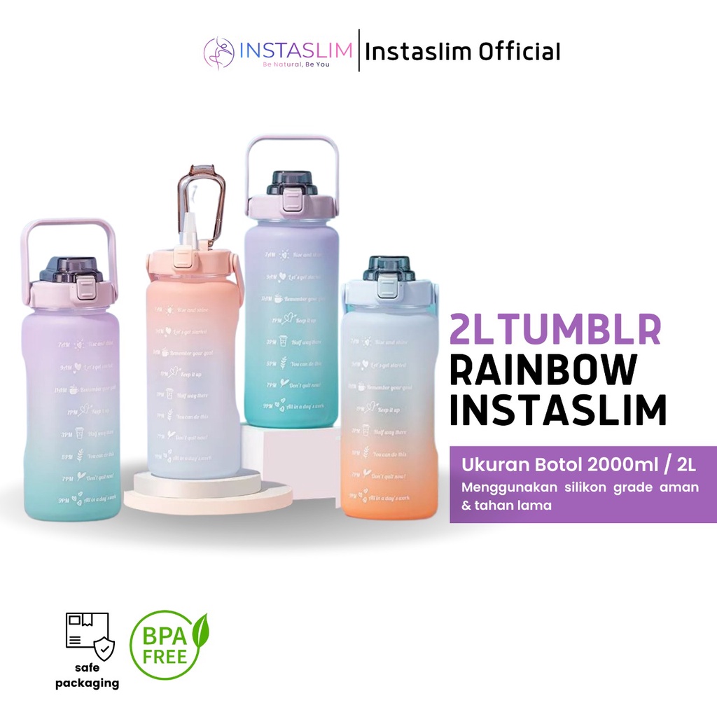 TUMBLR 2 LITER RAINBOW INSTASLIM - AWET - AMAN - STICKER LUCU