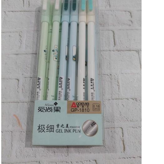 

㊠ (12pc)Ball Pen Gel Warna Hitam Lancar dalam Menulis 12 pcs/box Aodemie ❝❞