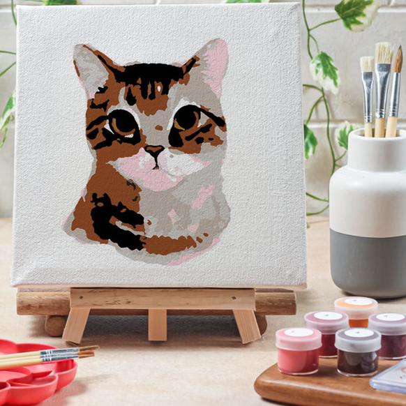 

Paint by number lukisan kucing cat canvas 20x20 cm - animal01, 15x15cm