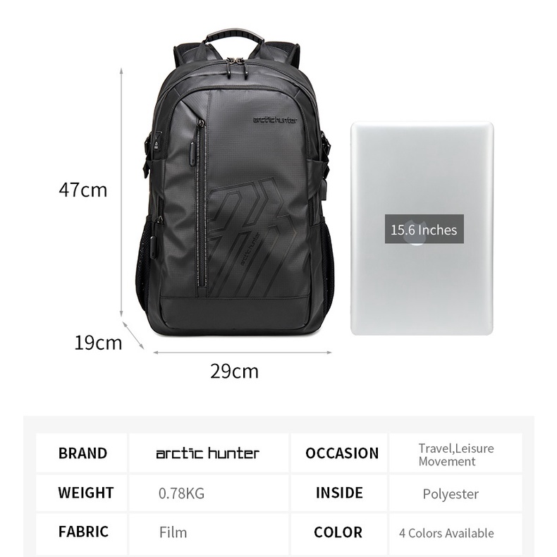 B00387 Arctic Hunter Tas Ransel Kasual Backpack Laptop 15.6 Inch