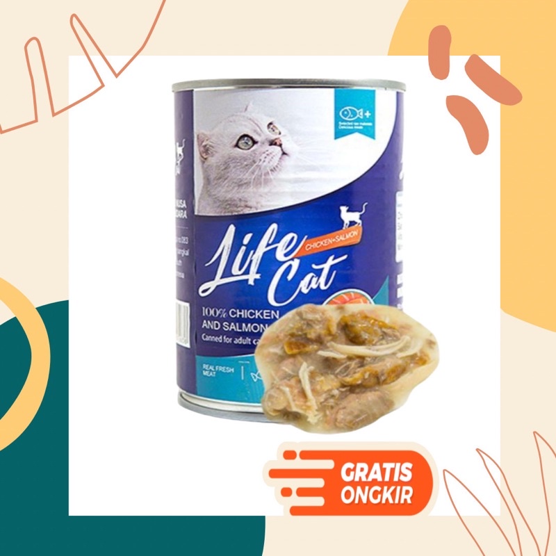 LIFE CAT KALENG CHICKEN SALMON ADULT 400gr Cat Food KALENG Life Cat Wet food Kucing Makanan Basah Kucing Life Cat