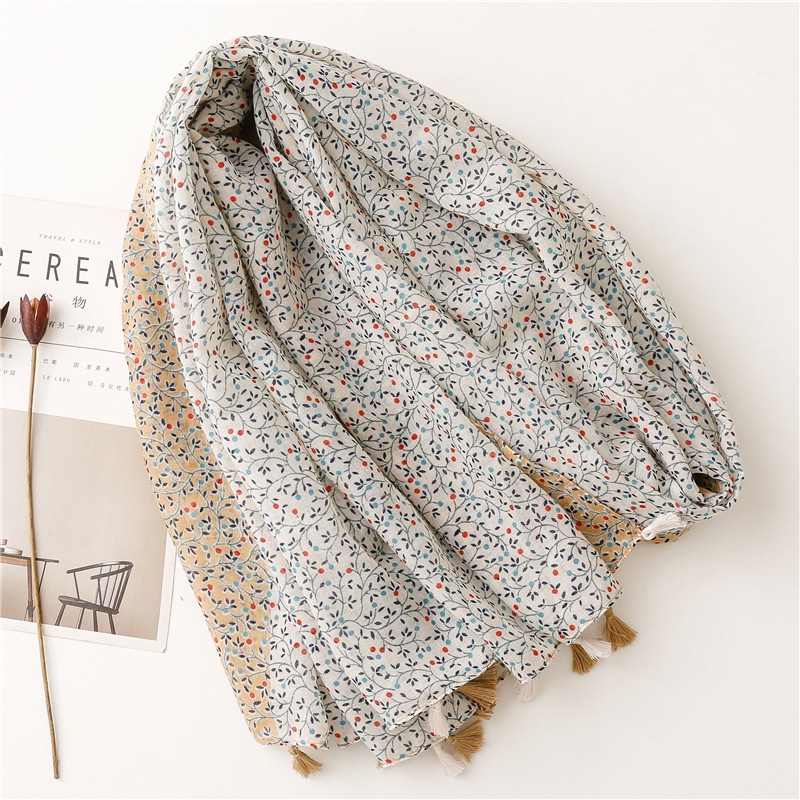 ITSFRIDAY SOFIA Scarf - Premium Pashmina Shawl Selendang Syal Pasmina Hijab Import Motif Small Flower Nude Color