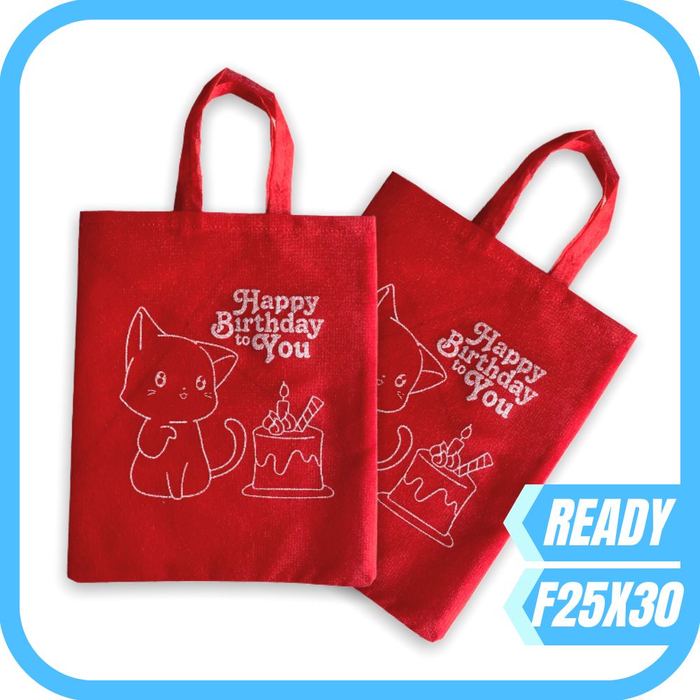 

Tas Ultah Bingkisan Kado Ulang Tahun Birthday Party Lucu Murah Kekinian MOTIF KUCING MERAH F25X30 40GSM