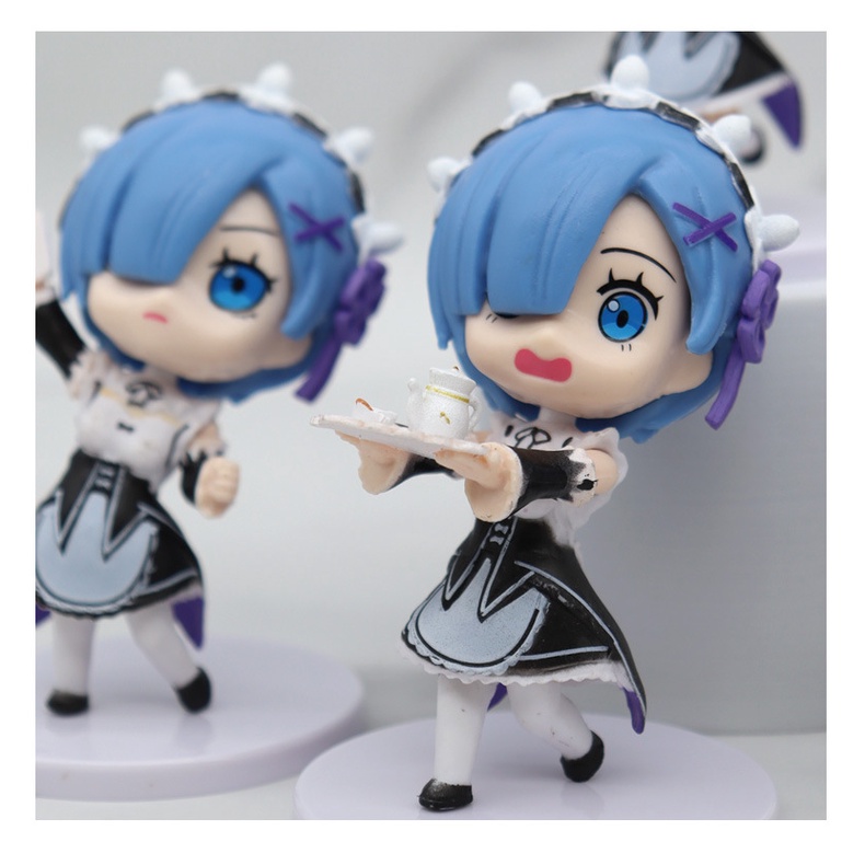 Mainan Action Figure Anime Q posket Rem Emily Apron Maid happy Hardworking Bahan PVC Untuk Koleksi