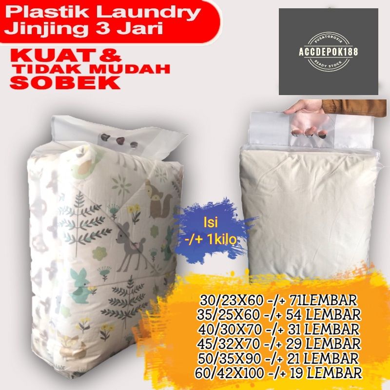 PLASTIK LAUNDRY / PLASTIK LAUNDY KILO AN / PLASTIK HD / PLASTIK JINJING 3JARI  HD 30,35,40,45,50,60 (1kg)