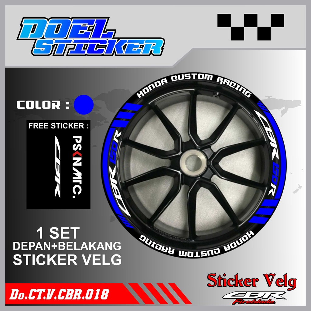 Stiker Cutting Velg CBR 150 Racing Lis List Variasi Custom Set Depan Belakang Doel 018