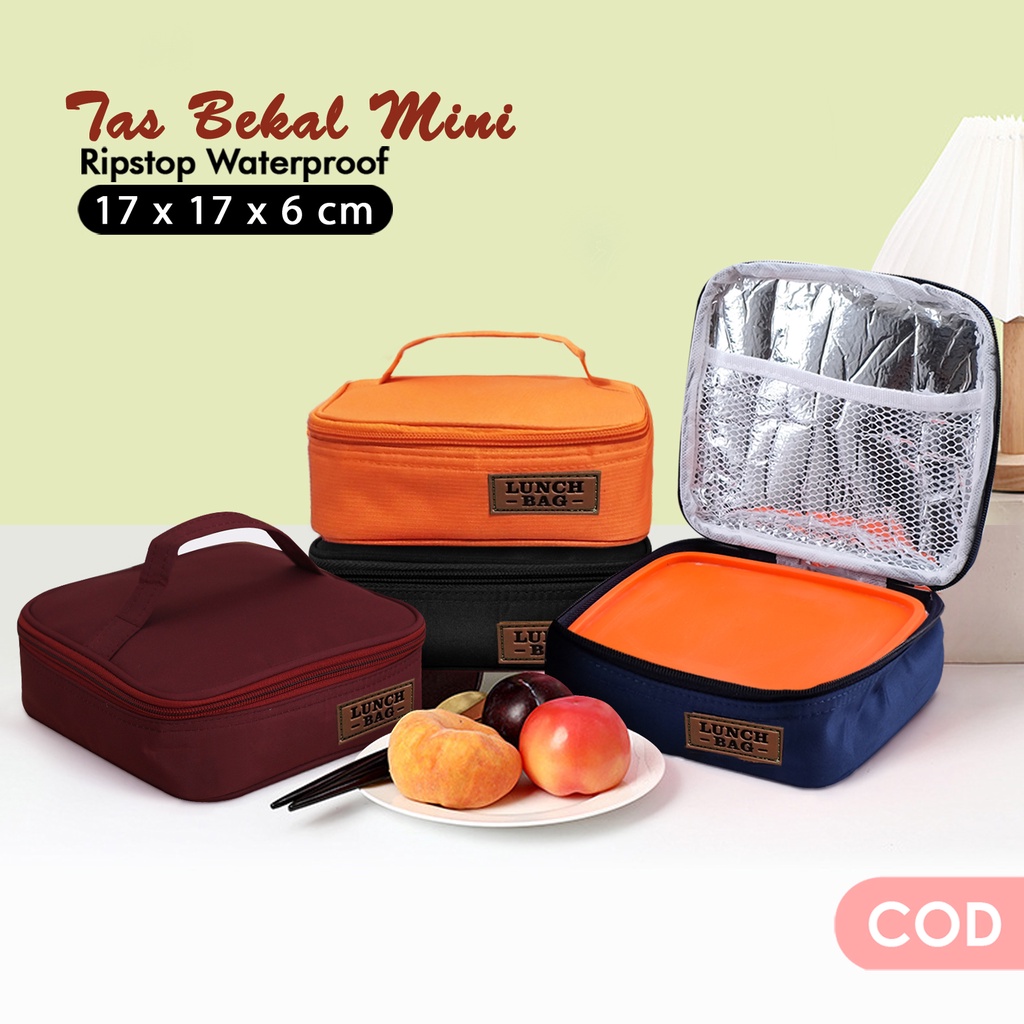 Tas bekal mini polos tas bekal makanan aluminium foil lunch bag waterproof mini murah tempat kotak makan