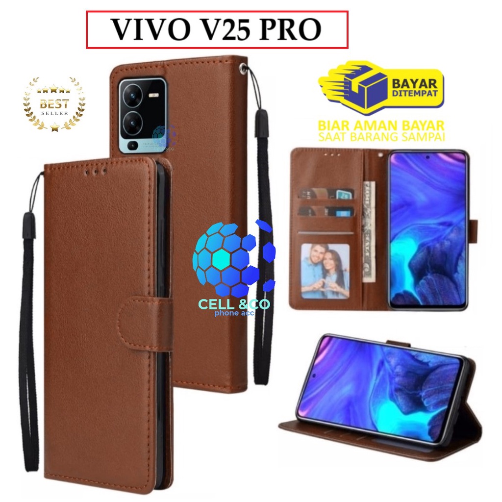 VIVO V25 PRO CASE FLIP LEATHER WALLET PREMIUM FLIP CASE BUKA TUTUP KESING HP CASING FLIP CASE WALLET VIVO V25 PRO