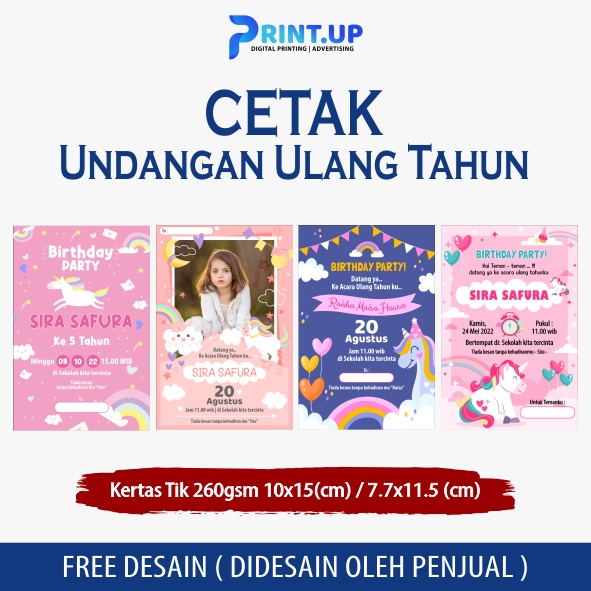 Jual undangan ulang tahun anak tema unicorn kuda poni | Shopee Indonesia