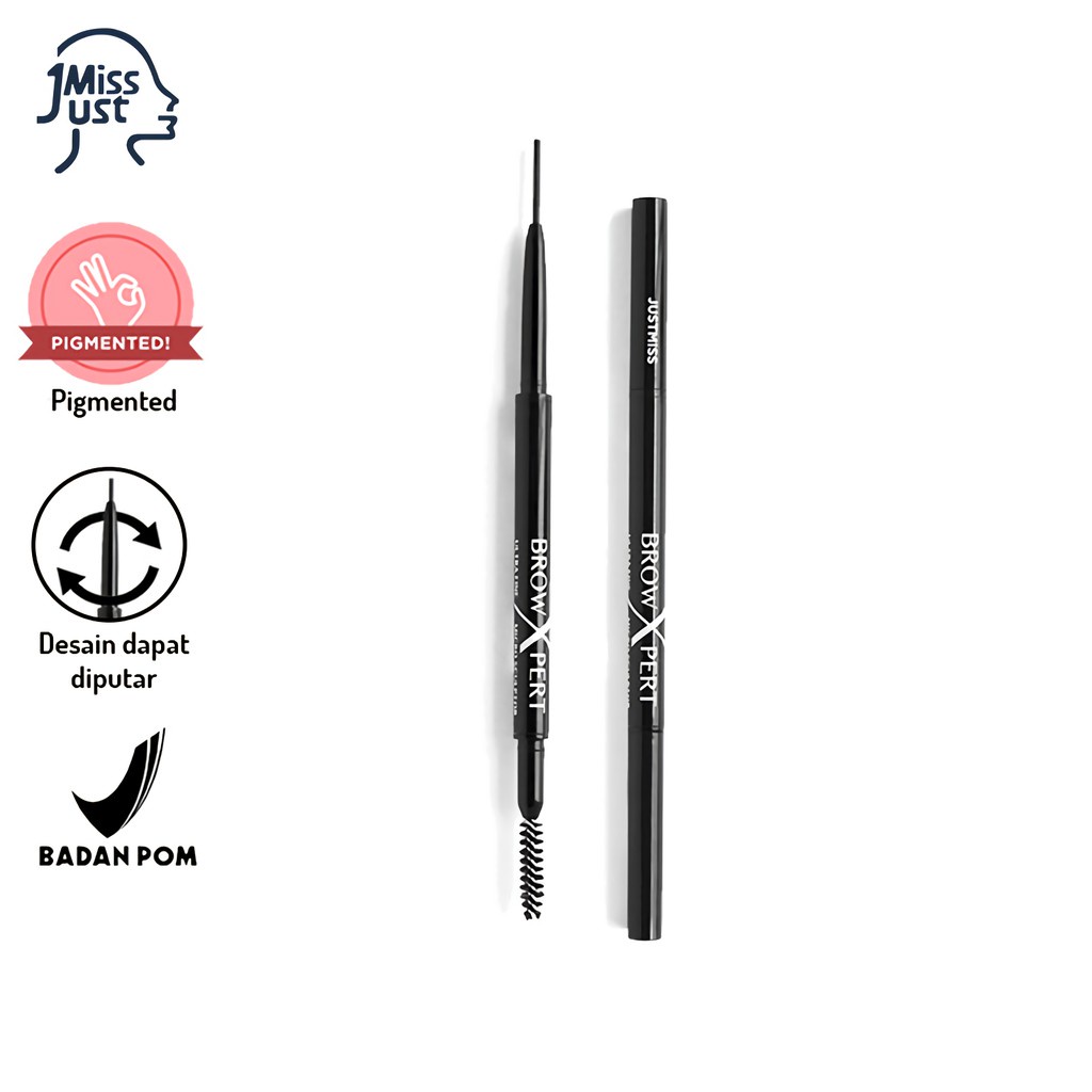 JustMiss Pensil Alis Putar Dengan Sikat Alis Browxpert Ultra Fine Micro Sculptor Kosmetik