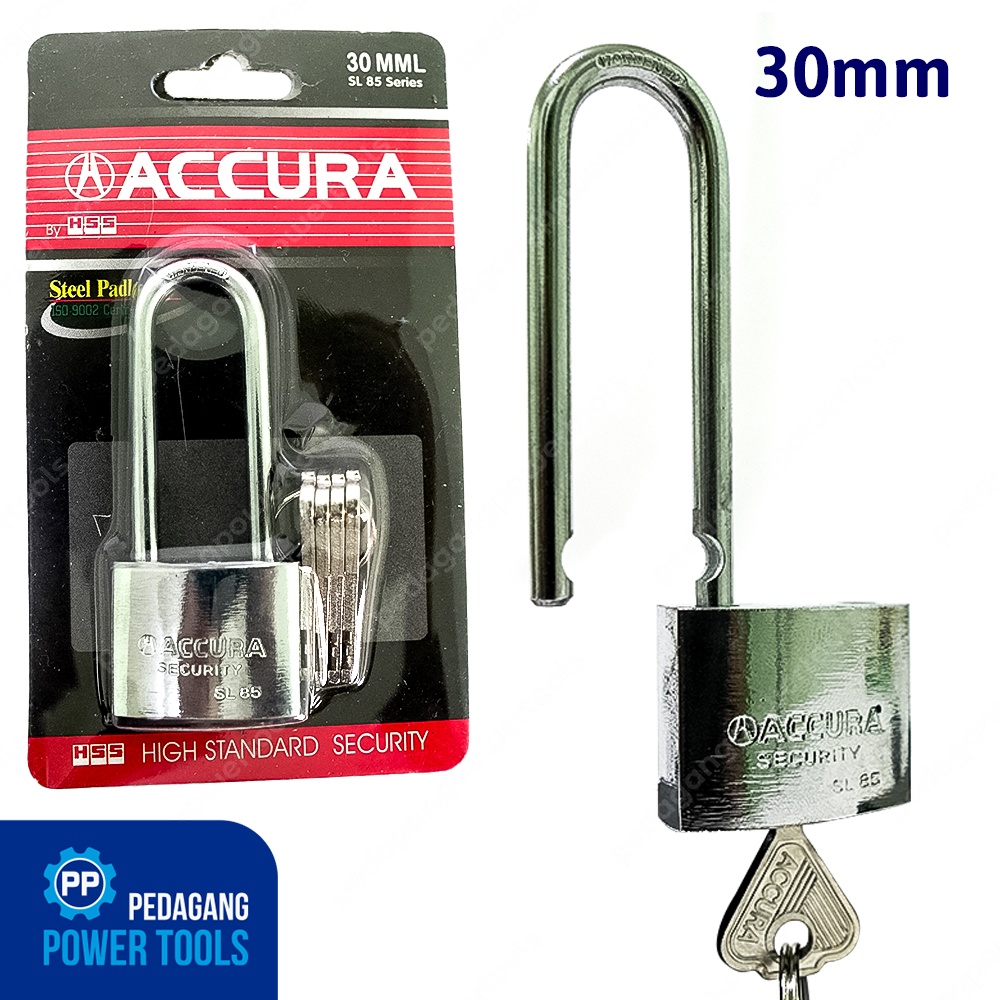 ACCURA GEMBOK BESI 30 MM LONG PADLOCK KUNCI PAGAR RUMAH LEHER PANJANG