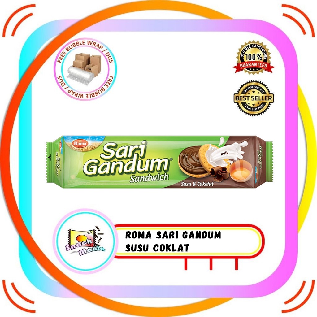 

Roma Sari Gandum Biskuit Susu Cokelat 108 gr Coklat Sandwich