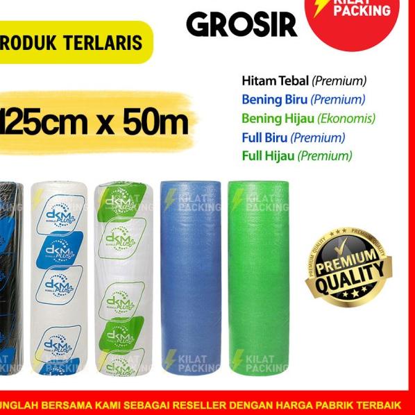 

PLASTIK BUBBLE / BUBBLE WRAP 125CM X 50M DKM+ PREMIUM MURAH - HITAM TEBAL