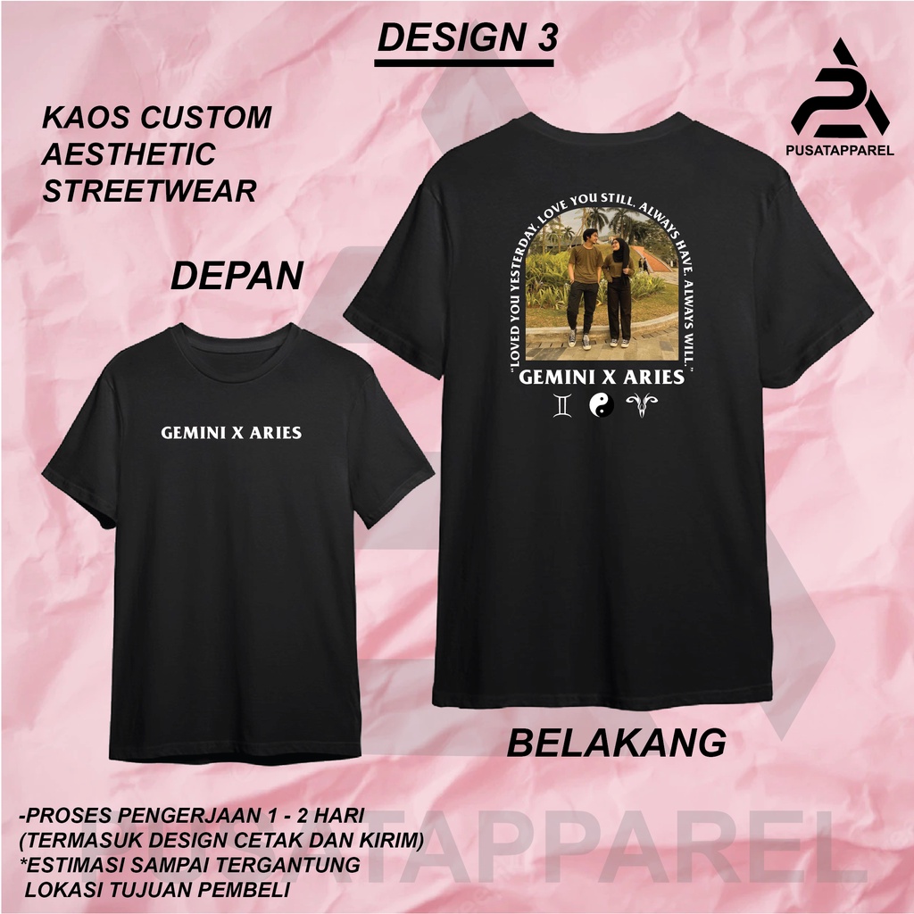 Kaos Baju CUSTOM FOTO STREETWEAR AESTHETIC BISA REQUES DESIGN PACAR KALIAN Kaos Distro Kaos Bucin DE