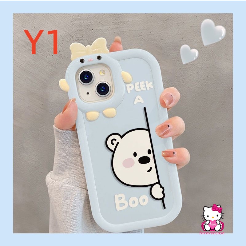 Casing Motif Peek a Boo Bear 3D Untuk Realme C35 C12 9 C25 C15 C31 C21Y C21 C33 9i 9Pro + 7i C25Y C30 C25 C11 C20 Cn C3 Cn 511 Cn Cover Lembut Gambar Monster