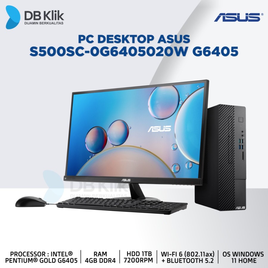 PC Desktop ASUS S500SC-0G6405020W Intel G6405 4G/1TB WIN 11 HOME 19.5&quot;