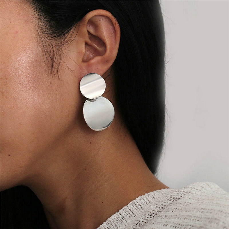 Anting Tusuk Gantung Bahan Metal Desain Geometri Gaya Eropaamerikasimpleuniktrendy Untuk Wanita