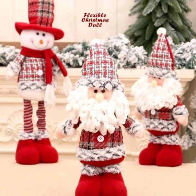 DEKORASI BONEKA NATAL FLEKSIBEL KAKI BISA DIPANJANG PENDEKKAN