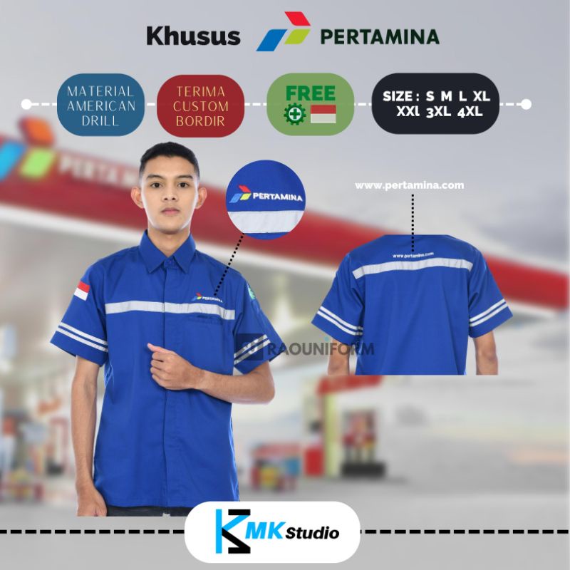 Baju Seragam Pertamina tangan pendek/atasan wearpack Pertamina/kemeja safety Pertamina/Seragam sopir Pertamina