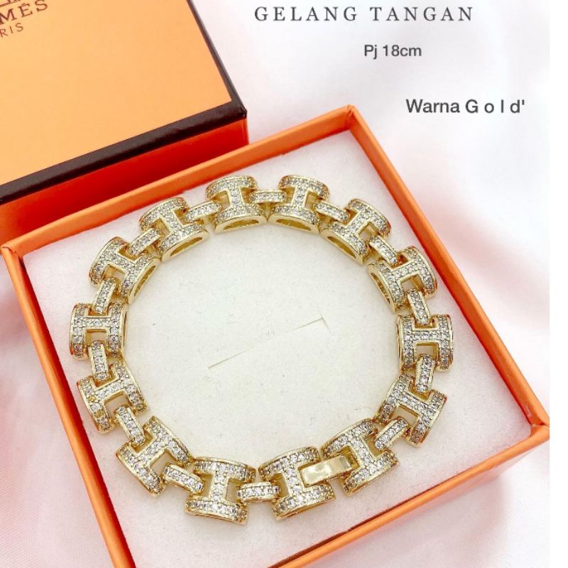 Gelang Titanium asli Swarovsky Branded Band Full Mata kilau Gelang Stainless steel Anti karat anti alergi 016