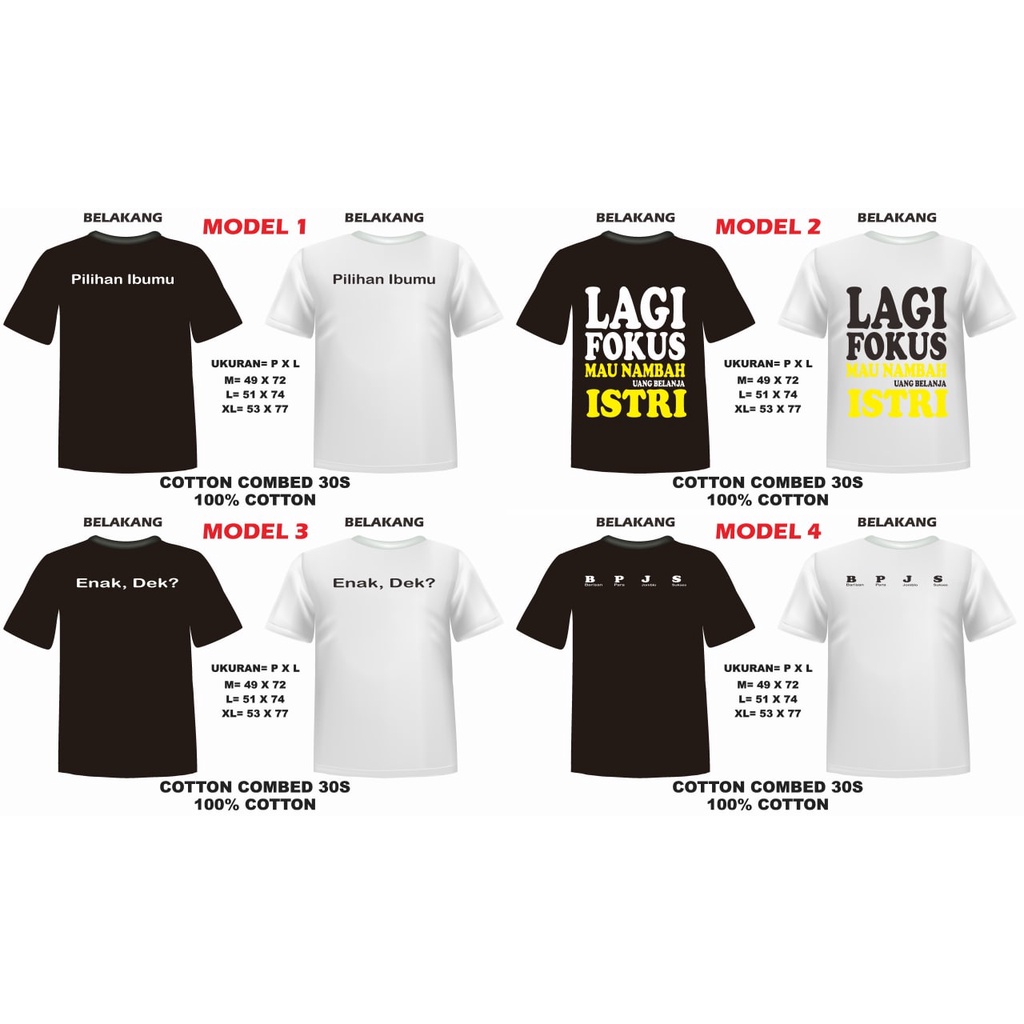 KAOS DISTRO COTTON COMBED 30S KATA-KATA 1