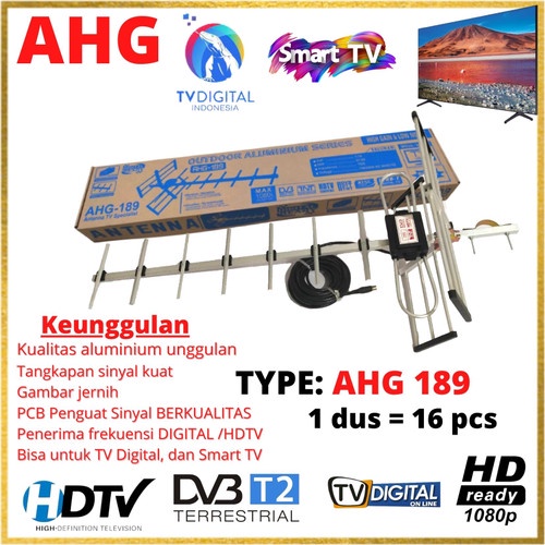 Antenna / Antena Digital High Gain DVB-T2 / DTV + Kabel 10 Meter + Jack TV