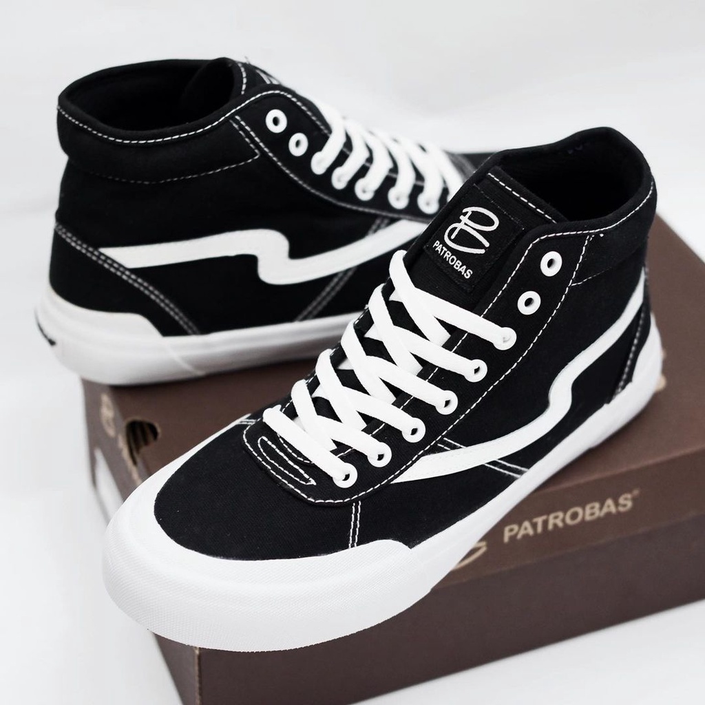 Patrobas New Ivan High Black White Original Sepatu Sneakers Casual Shoes Hitam Putih Pria Wanita