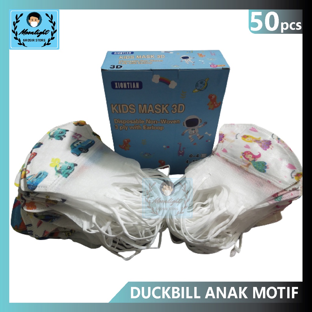 Masker Duckbill Anak Motif Isi 50pcs / Pack Masker anak Duckbill