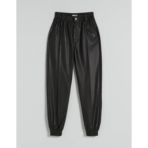 Bershka Faux Leather Jogger Trousers