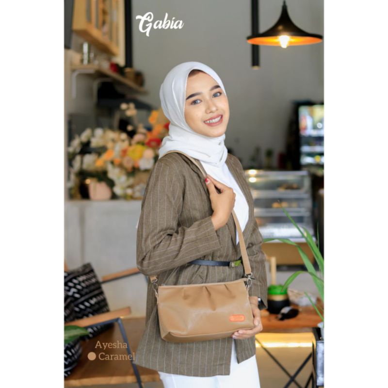 Gabia Ayesha Bag Chocoly Strip, Tas Slempang Anti Air