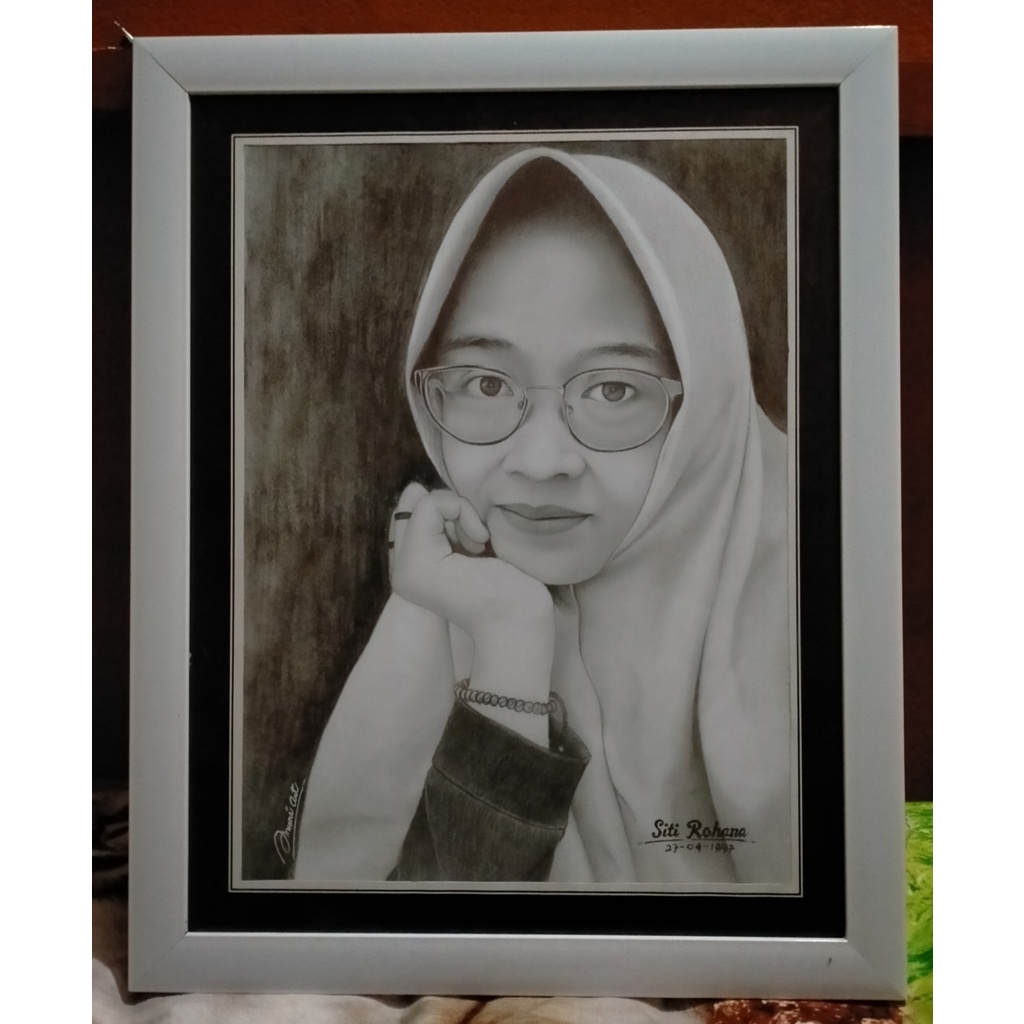 Jual Sketsa Wajah Free Pigura Kado Unik Sketsa Wajah Pensil Sketsa