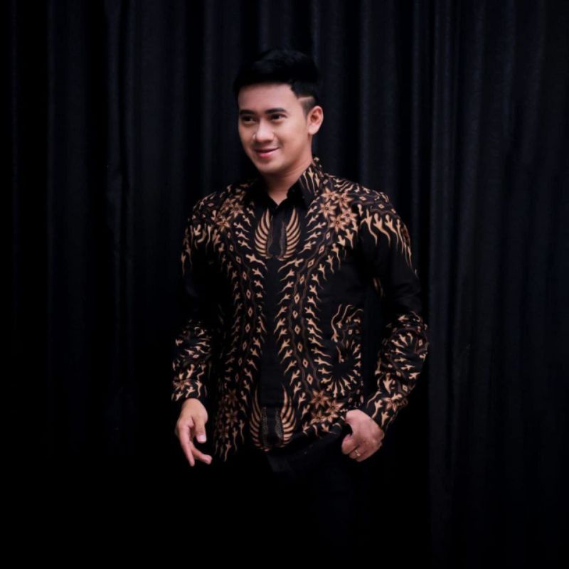 Batik Pria Lengan Panjang BATIK HARUM HRB026 motif KERATONAN Kode 002 size M L XL XXL Reguler