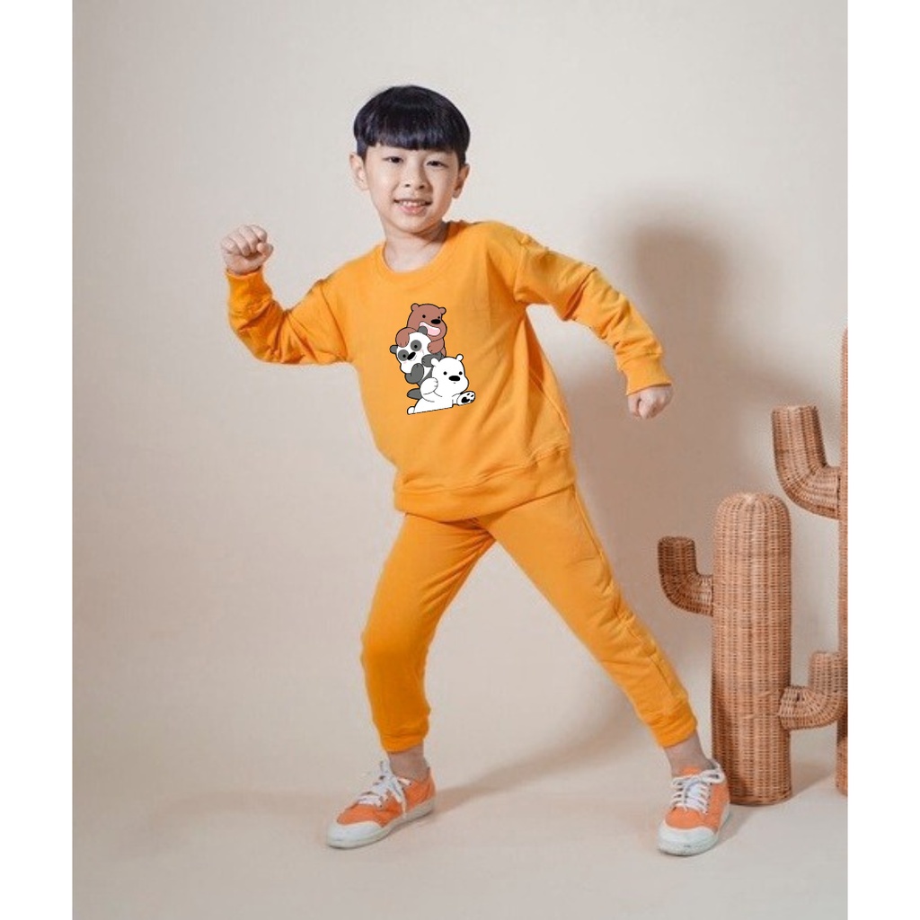 Setelan Sweater Anak panda Basic Oblong/COD