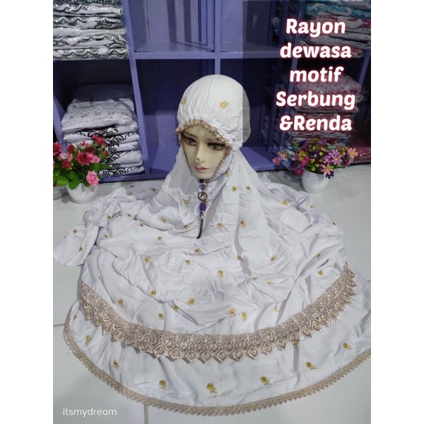 Mukena rayon tabur bunga | mukena renda | mukena bordir