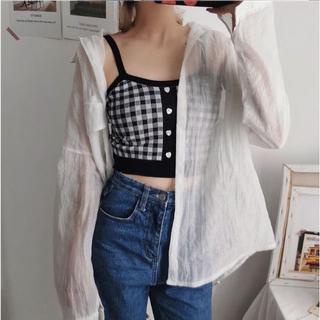 TJM BJ337 TankTop Crop Wanita Motif Kotak - Kotak Korean Square Knit Tanktop Fashion Tanpa Lengan