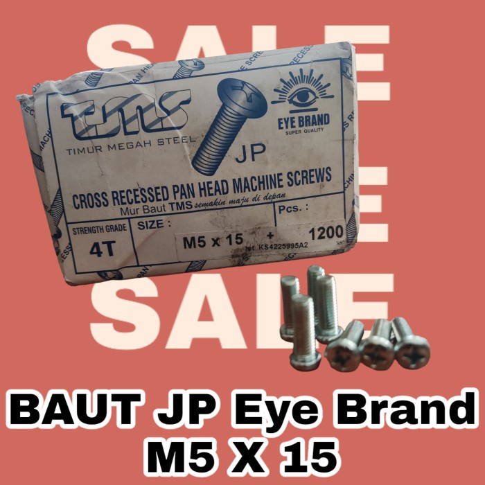 (Isi 100 Pcs) Baut JP m5 x 15 Baut Obeng Plus Kepala Pan Head M 5 +