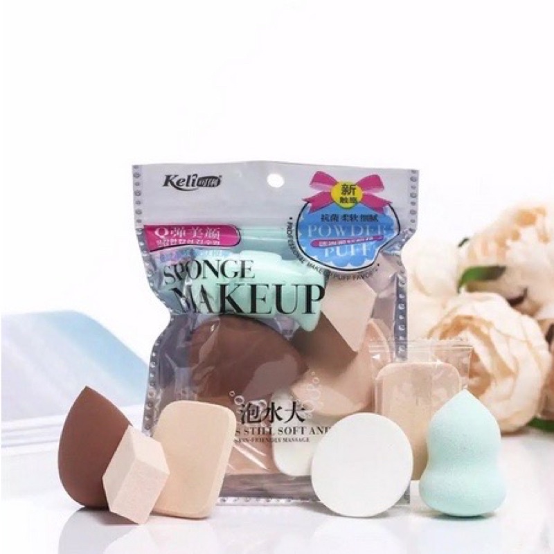 HCS - Beauty Blender Spons Make up 1 Set Isi 6 Pcs / Sponge Bedak Foundation / Sponge