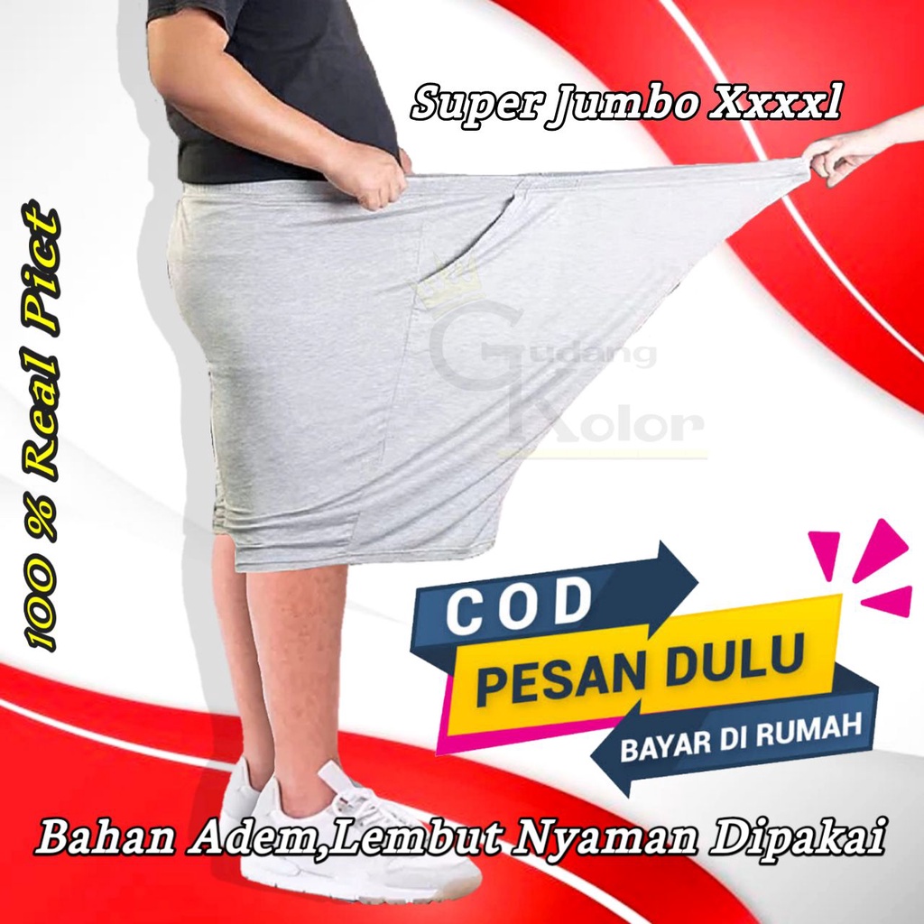 Celana Pendek Jumbo Pria Santai Dewasa Sepan Big Size Short Pants Harian Laki Laki Selutut Cowok Bah