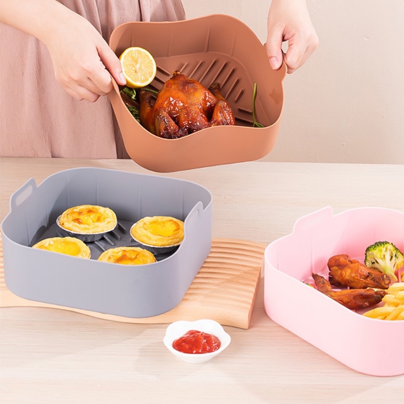 Nampan Cetakan Air Fryer BBQ Bahan Silikon Tahan Panas Dapat Digunakan Kembali Untuk Aksesoris Dapur