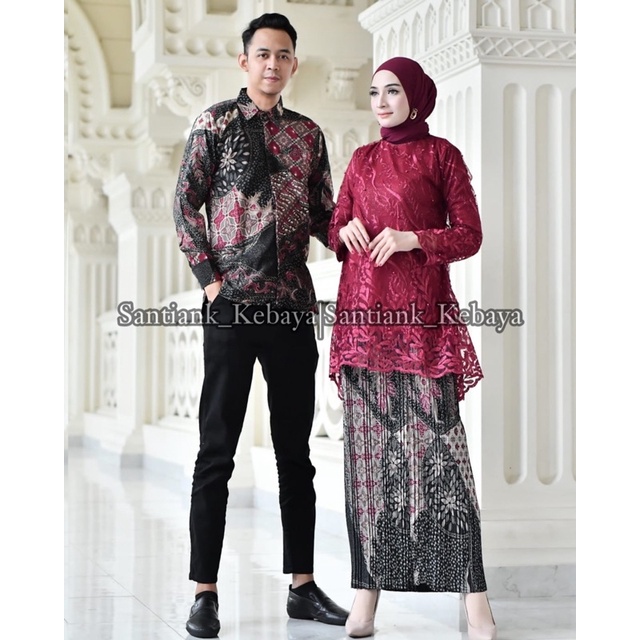 Kebaya Couple Kemeja Batik Pria Set Couple Kondangan Couple Wisuda Couple Pesta Terbaru By Santiank Kebaya