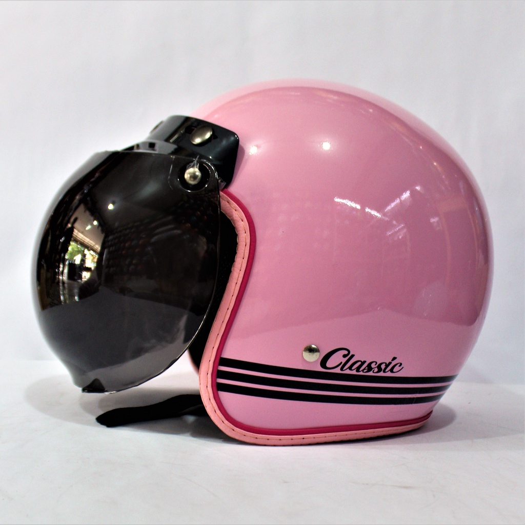 HELM BOGO CLASIC LITS PINK/ HELM DEWASA WARNA SNI BUJANGAN HELM2156