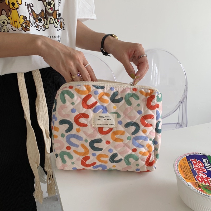 travel pouch jumbo tas kosmetik besar dompet kunci tas clutch serbaguna multifungsi motif korean style aesthetic lucu cantik fashion premium berkualitas kekinian murah PO14