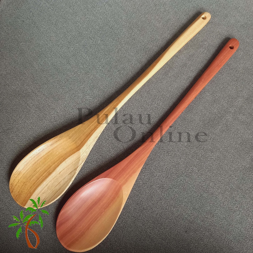 Spatula Bulat Oval kayu sawo 35 cm - Sutil kayu masak - Sutil Kayu Bulat