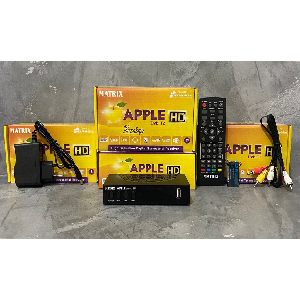 STB SET TOP BOX DVBT2 MATRIX APPLE KUNING UNTUK SIARAN TV DIGITAL/ NEX PARABOLA / SET TOP BOX