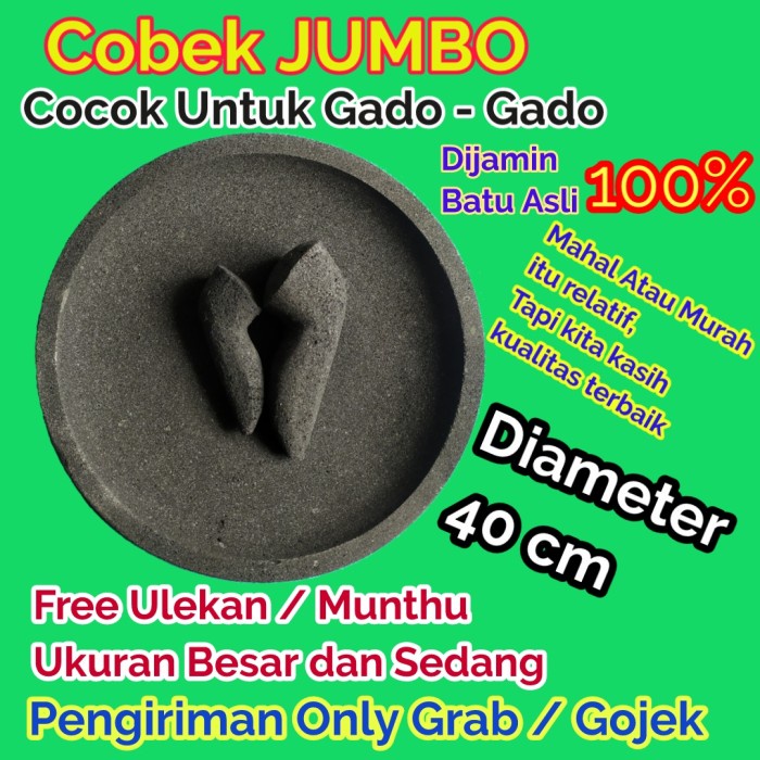 Cobek Cobek Batu Asli Size Jumbo - Cowet Gado Gado - Rujak - Plus Ulekan